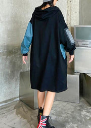 100% black dress hooded Letter Dresses - bagstylebliss