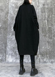 100% black linen cotton clothes For Women o neck pockets Art spring Dresses - bagstylebliss