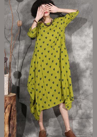 100% dotted linen clothes For Women design yellow Dresses summer - bagstylebliss