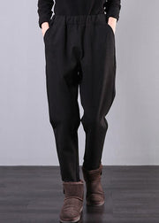 100% elastic waist pant oversized black gray Shape pockets pant - bagstylebliss