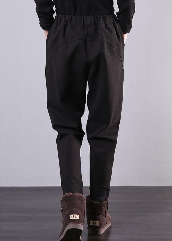 100% elastic waist pant oversized black gray Shape pockets pant - bagstylebliss