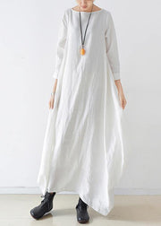 100% o neck long sleeve dresses pattern white Kaftan Dresses - bagstylebliss