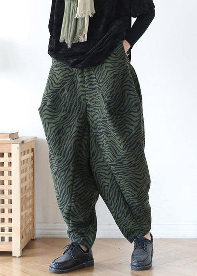 100% oversize green Jacquard Fabrics wide leg pants high waist - bagstylebliss