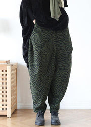 100% oversize green Jacquard Fabrics wide leg pants high waist - bagstylebliss