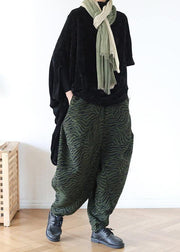 100% oversize green Jacquard Fabrics wide leg pants high waist - bagstylebliss