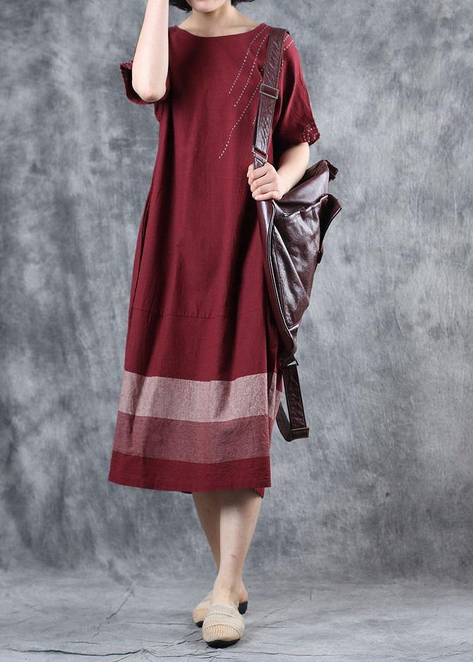 100% patchwork cotton Tunic Tutorials burgundy cotton Dresses summer - bagstylebliss