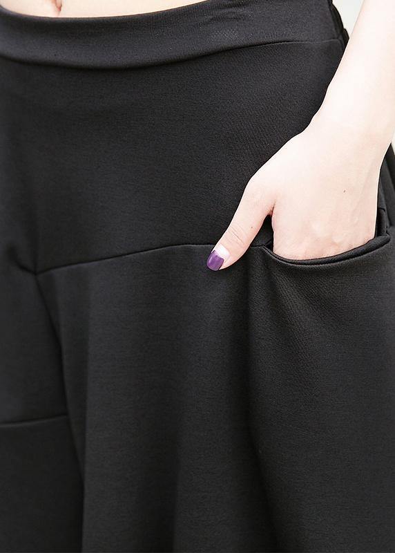 100% pockets cotton skirt black A Line patchwork skirt - bagstylebliss