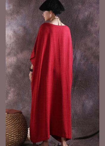 100% solid color cotton quilting clothes Catwalk red o neck Dresses summer - bagstylebliss