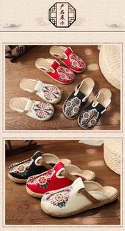 2022 Leinenblumenschuhe Flip-Flop-Flats