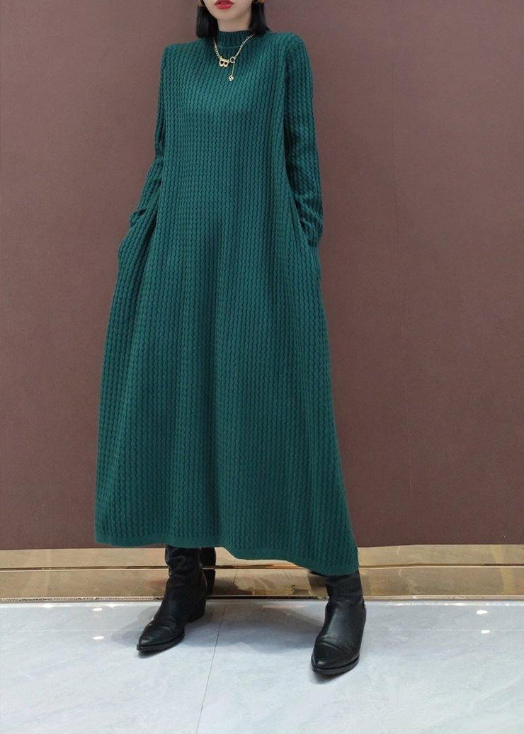 Chunky O Neck Sweater Dress Outfit Vintage Funny Knitted Dress - bagstylebliss