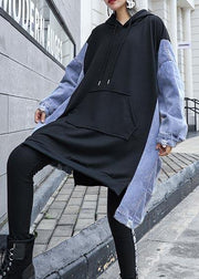 French Hooded Asymmetric Clothes For Women Work Outfits Black A Line Tops - bagstylebliss