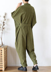 2021 Fall army green original design retro  drawstring one-piece overalls - bagstylebliss