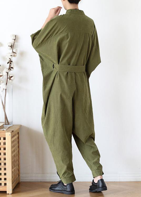 2021 Fall army green original design retro  drawstring one-piece overalls - bagstylebliss