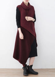 2021 Fall original loose red thick knitted stitching woolen two-piece suit - bagstylebliss
