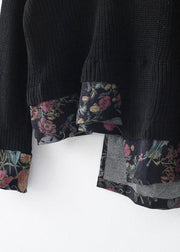 20 new zipper asymmetric black print Hoodie and patchwork wide leg pants - bagstylebliss
