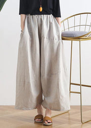 20 summer stitching thin women's new cotton and linen nude wide-leg pants - bagstylebliss