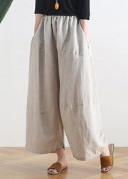 20 summer stitching thin women's new cotton and linen nude wide-leg pants - bagstylebliss