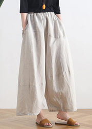 20 summer stitching thin women's new cotton and linen nude wide-leg pants - bagstylebliss