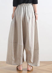 20 summer stitching thin women's new cotton and linen nude wide-leg pants - bagstylebliss