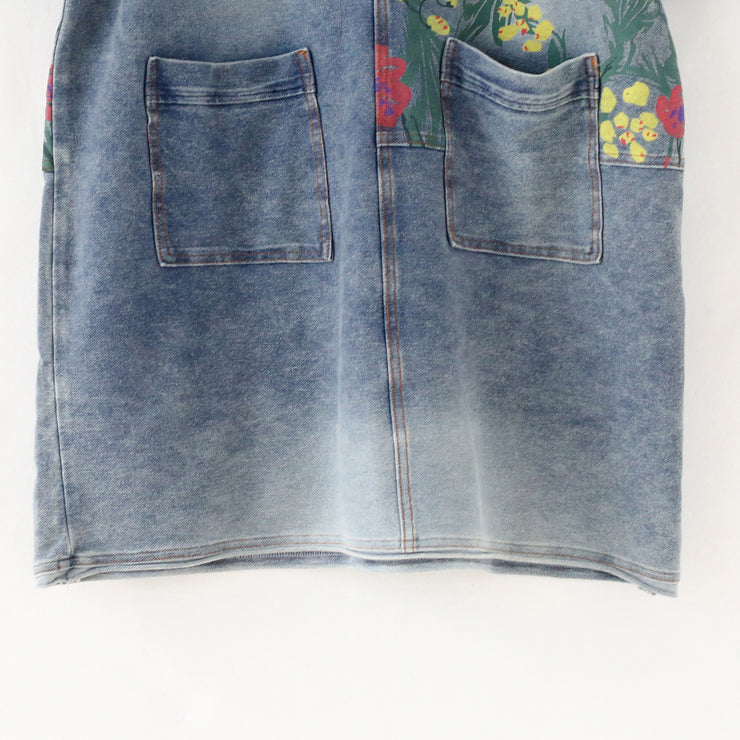 2021 Autumn Oversize Denim Dresses Blooming Flowers Casual Denim Shirts