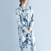 2024 autumn winter gray print woolen knit dresses plus size  fit sweater dress side open