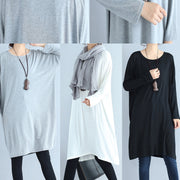 2024 black cotton casual pullover dresses plus size solid o neck maternity dress