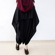 2021 fall black carrot pants oversized linen pants casual layered pants elastic waist