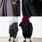 2024 fall black carrot pants oversized linen pants casual layered pants elastic waist