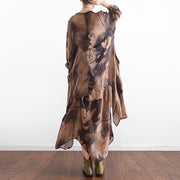 2024 fall khaki print silk dresses flowy baggy caftans two pieces