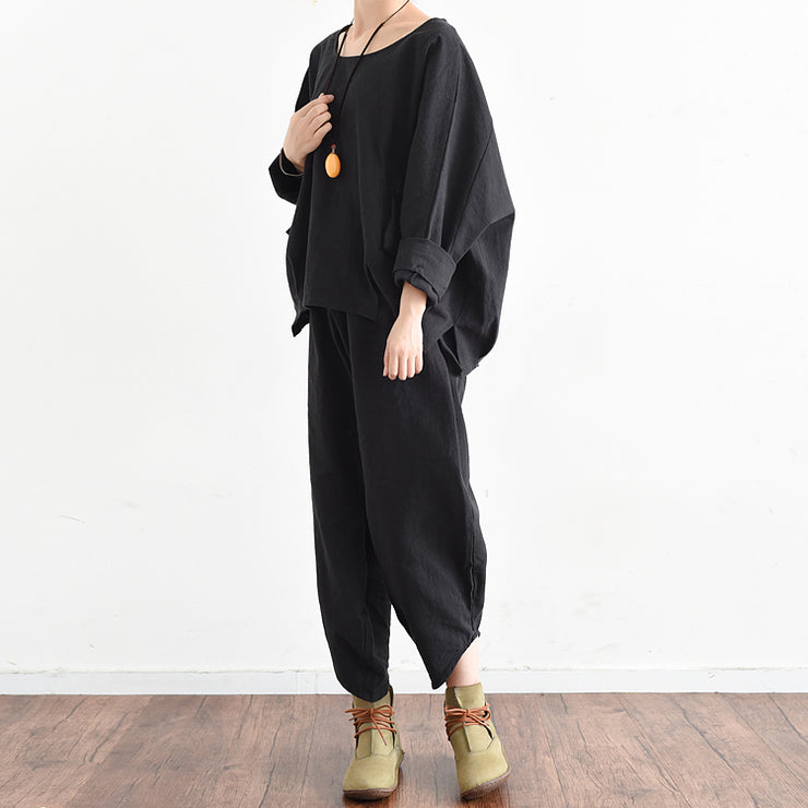 2024 fall trend outfits plus size black linen suits cute linen tops with pants