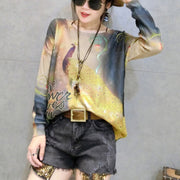 2024 new gold phoenix prints cotton knit tops plus size casual long sleeve sweater pullover
