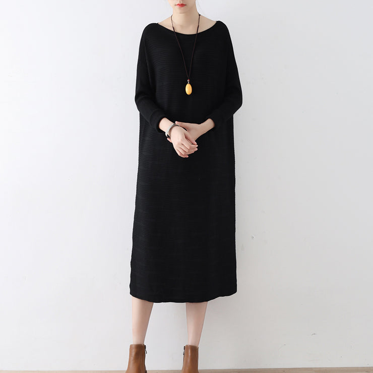 2024 winter black sweater dresses plus size knit dress warm cotton winter clothing outwear