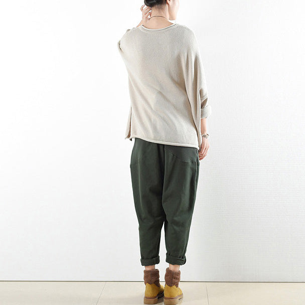 2024 winter pants green warm cotton carrot pants oversize elastic waist to 104cm