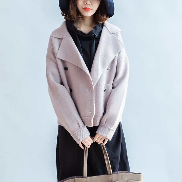 2021 winter pink short woolen jackets oversized woolen coats