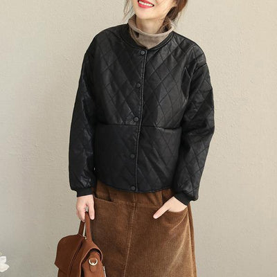 2019 Casual Black Loose PU Short Coat Women Fashion Jacket - bagstylebliss