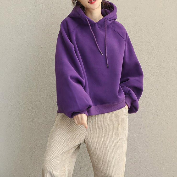 2019 Cute Yellow And Purple Brushed Hoodie Fleece For Women - bagstylebliss