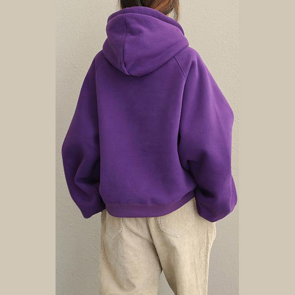 2019 Cute Yellow And Purple Brushed Hoodie Fleece For Women - bagstylebliss