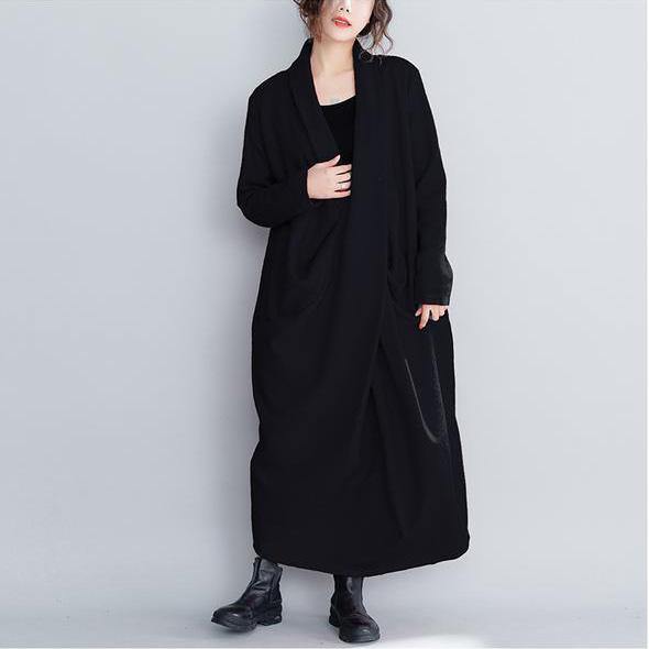 2019 Fashion Vintage Loose Red And Black Wool Maxi Dresses For Women - bagstylebliss
