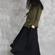 2019 army green cotton tops oversized cotton maxi t shirts women asymmetric long sleeve cotton shirts - bagstylebliss