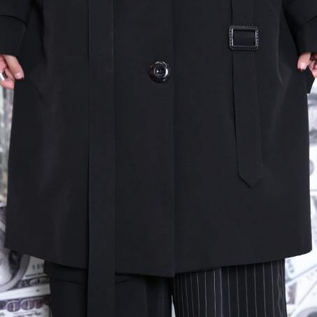 2019 black Winter coat plus size Notched Winter coat boutique pockets baggy coat - bagstylebliss