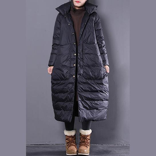 2019 black down coat plus size clothing hooded down coat Casual Large pockets down coat - bagstylebliss