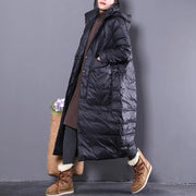 2019 black down coat plus size clothing hooded down coat Casual Large pockets down coat - bagstylebliss