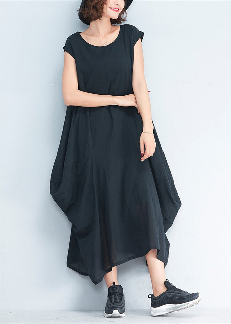 2024 black natural cotton polyester dress oversize sleeveless traveling dress Elegant kaftans