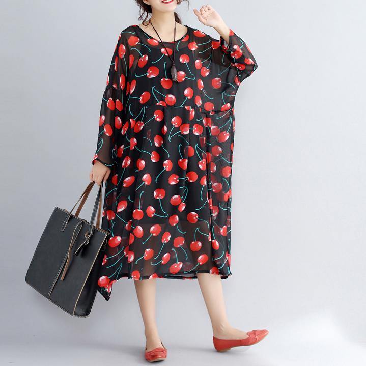 2019 black prints long chiffon dresses plus size clothing two pieces long dresses and cotton sleeveless dresses - bagstylebliss