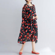 2019 black prints long chiffon dresses plus size clothing two pieces long dresses and cotton sleeveless dresses - bagstylebliss