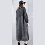 2019 black sweater dress plus size v neck sweater vintage baggy Cinched winter dress - bagstylebliss