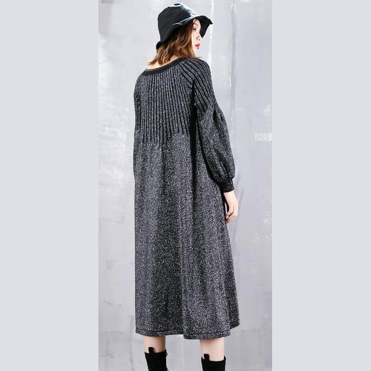 2019 black sweater dress plus size v neck sweater vintage baggy Cinched winter dress - bagstylebliss