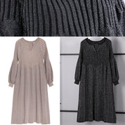 2019 black sweater dress plus size v neck sweater vintage baggy Cinched winter dress - bagstylebliss