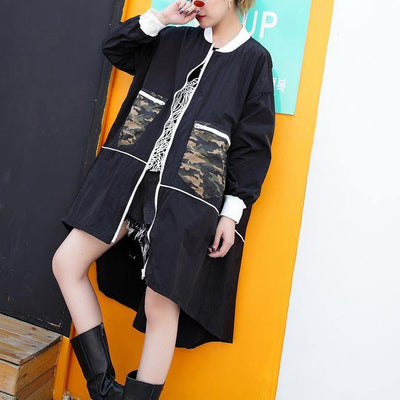 2019 black thin coat casual low high cardigans boutique big pockets jackets - bagstylebliss