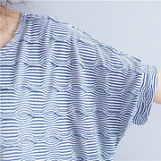 2019 blue cotton topscasual traveling blouseNew o neck striped brief t shirt - bagstylebliss